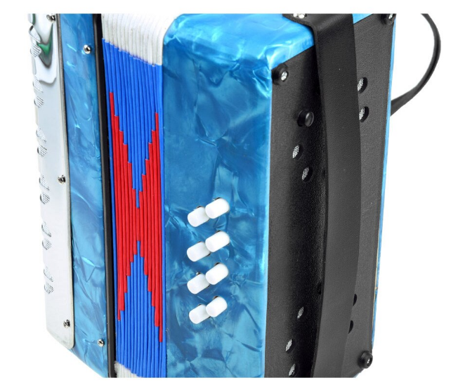 Mini Acordeon AT PERFORMANCE®, cu 17 clape si 8 butoane de bass, de jucarie, Albastru sidef. - Audio HI-FI si Profesionale - atMag.ro