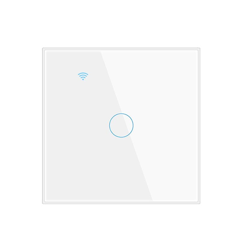 Intrerupatoare inteligente - Intrerupator inteligent cu touch Tuya, Life Smart, Wi-Fi, fara nul, 1 canal, 16A, Sticla securizata, compatibil Amazon Alexa/Google Assistant, Alb @Smartwiz