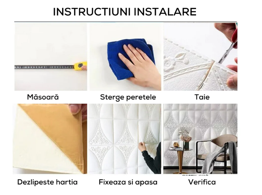 Set 10x Tapet 3D, autoadeziv/autocolant, At Performance, spuma moale, design modern, pentru interior, usor de curatat, rezistent la apa 70 X 77cm x5mm, multicolor NOU - Tapet - atMag.ro
