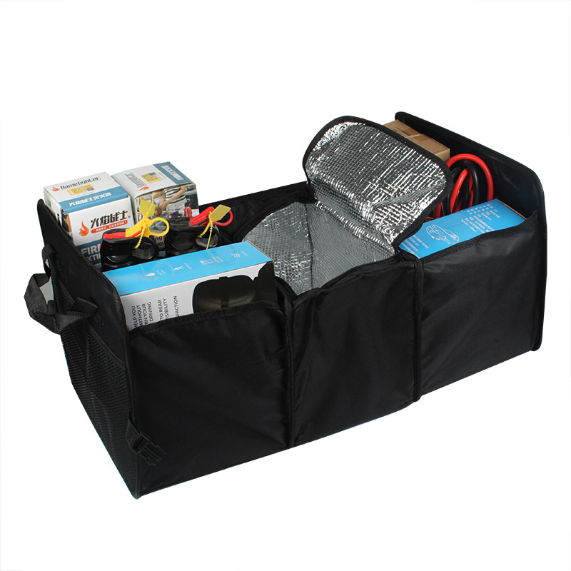 Organizator portbagaj pliabil, cu 3 compartimente, At Performance, unul termoizolant, doua buzunare laterale. textil, 57x32x29cm, Negru - Accesorii auto si intretinere - atMag.ro