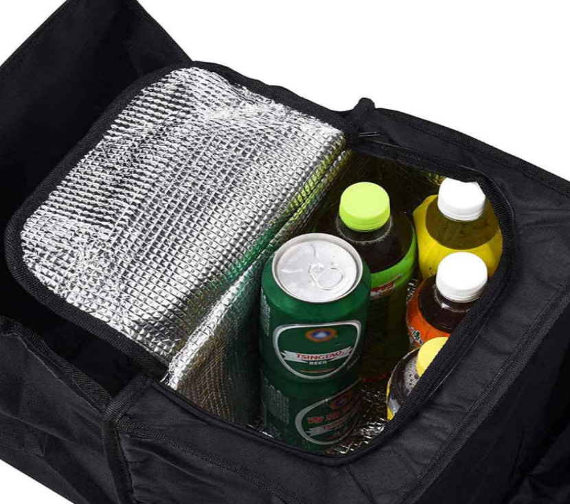 Organizator portbagaj pliabil, cu 3 compartimente, At Performance, unul termoizolant, doua buzunare laterale. textil, 57x32x29cm, Negru - Accesorii auto si intretinere - atMag.ro