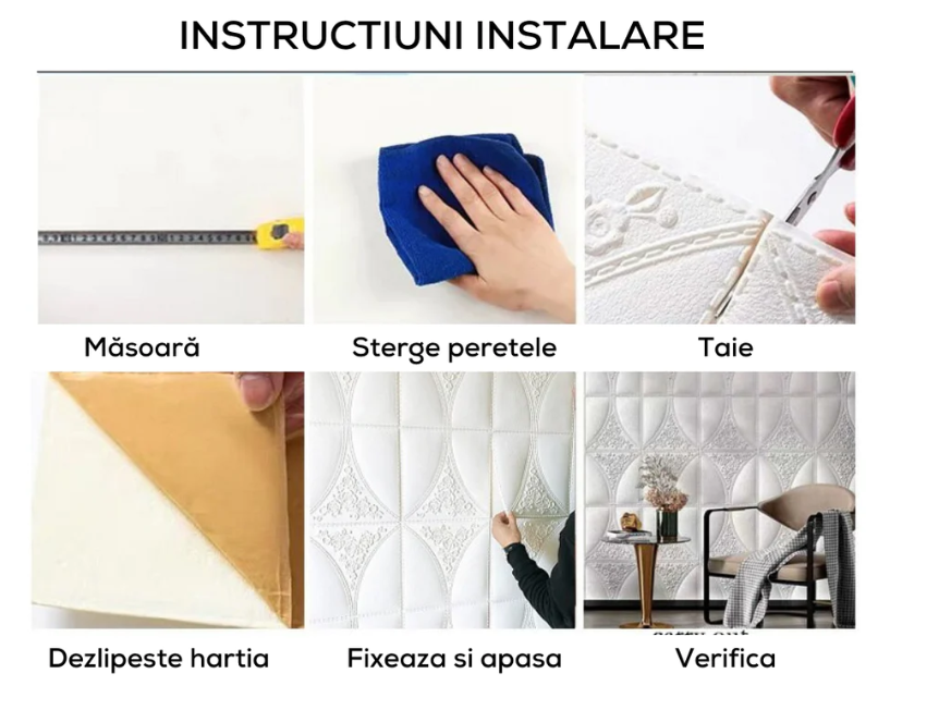 Set 10x Tapet 3D, autoadeziv/autocolant, At Performance, spuma moale, design modern, pentru interior, usor de curatat, rezistent la apa 70 X 77x0.5cm, model caramida MARO DESCHIS - Tapet - atMag.ro