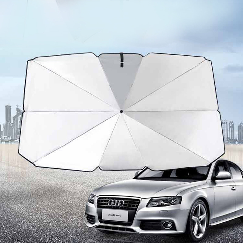 Parasolar Auto Pliabil, Pentru Masina, 140 X 75 Cm, In Forma De Umbrela, Negru-Argintiu, Rezistent UV - Accesorii auto si intretinere - atMag.ro