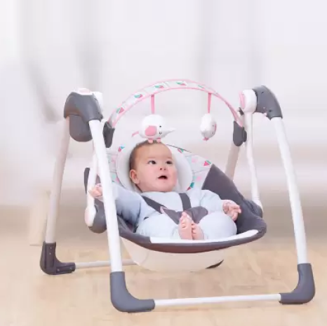 Leagan Electric pentru bebelusi, At Performance, Cu 7 melodii, 3 sunete naturale, 2 pozitii de reglare scaun, Roz - Balansoare, leagane si hamace bebelusi - atMag.ro