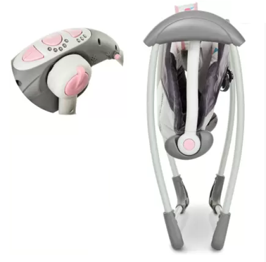 Leagan Electric pentru bebelusi, At Performance, Cu 7 melodii, 3 sunete naturale, 2 pozitii de reglare scaun, Roz - Balansoare, leagane si hamace bebelusi - atMag.ro