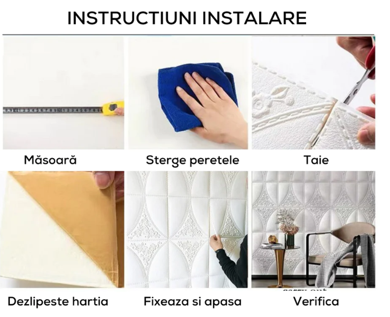 Rola Tapet 3D, autoadeziv/autocolant, At Performance, spuma moale, design modern, pentru interior, usor de curatat, rezistent la apa, 68cmx2.8m, model Caramida Gri - Tapet - atMag.ro