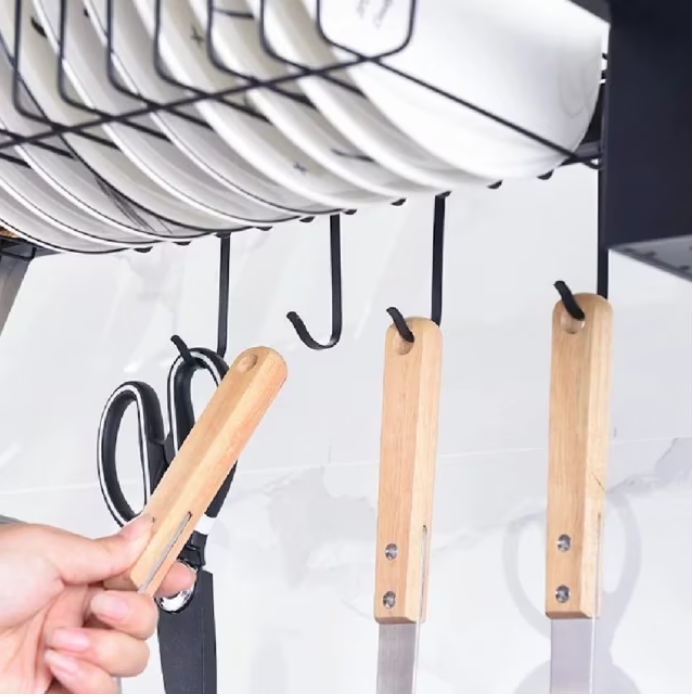 Suport de vesela, pentru chiuveta, At Performance, cu suport de tacamuri, 85x31.6x50 cm, Negru - Organizare si depozitare - atMag.ro