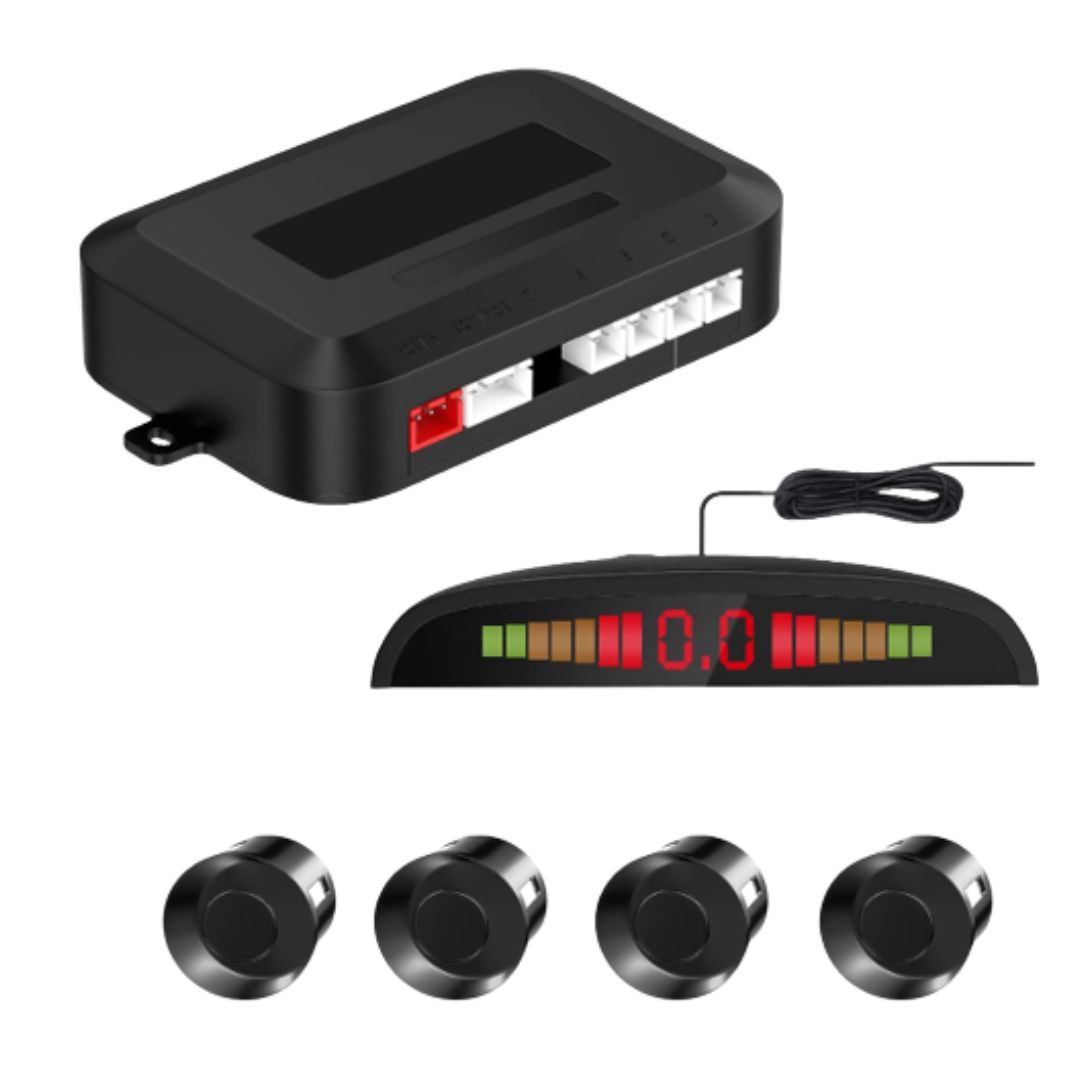 Auto - Senzori Parcare Auto SUPER TRENDS®, Kit 4 Receptori, Display LED, Avertizare Sonora, Negru