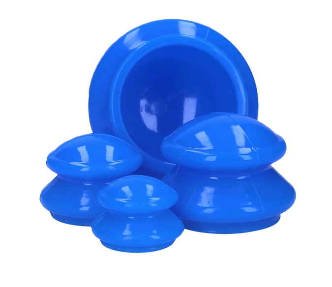 Produse - Set 4 Ventuze pentru Masaj - Vacuum Anticelulitic SUPER TRENDS®, Terapeutice, Relaxare, Silicon, Albastru