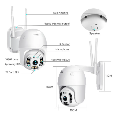 Camera Supraveghere, WiFi Night Vision 360°, Senzor De Miscare, At Performance, Pentru Exterior, Si Interior - Camere de supraveghere si accesorii - atMag.ro