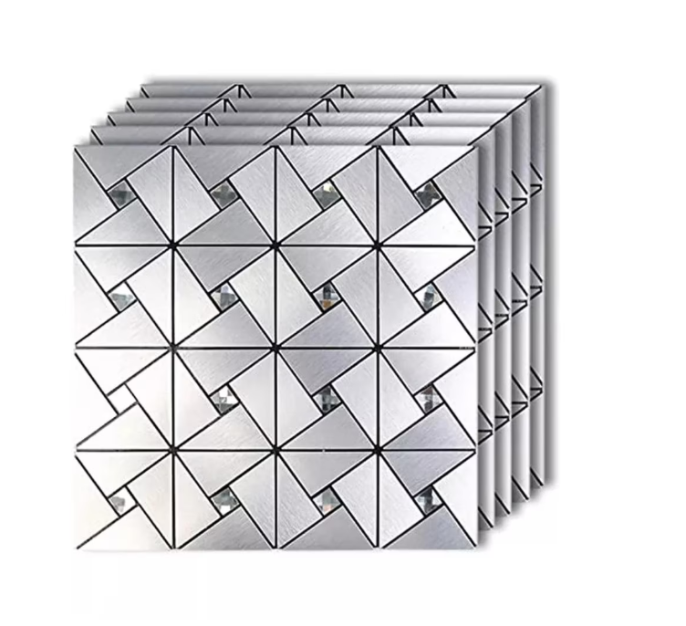 Set x5 Tapet Mozaic, At Performance, decor perete aluminiu si sticla 30*30cm culoare, argintiu - Tapet - atMag.ro