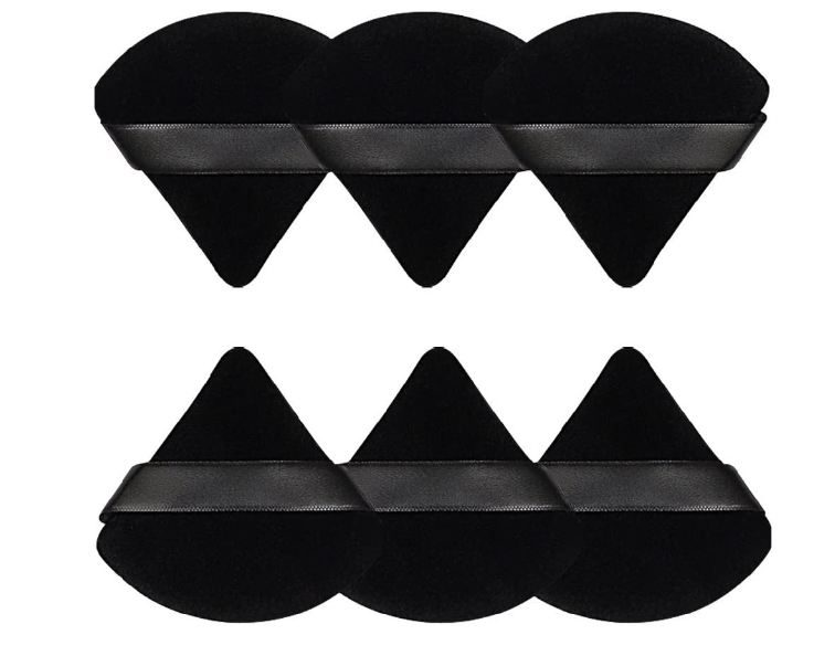 Produse - Set 6 x Burete Machiaj SUPER TRENDS®, Tip Aplicator Triunghi Pudra, Powder Puff, Reutilizabili, Utilizare Umeda sau Uscata, Saculet Depozitare, Negru