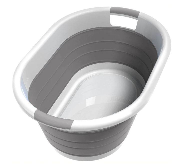 Produse - Cos de Rufe Pliabil Tip Lighean SUPER TRENDS®, 27 Litri, 2 Manere, Silicon/Plastic, Gri