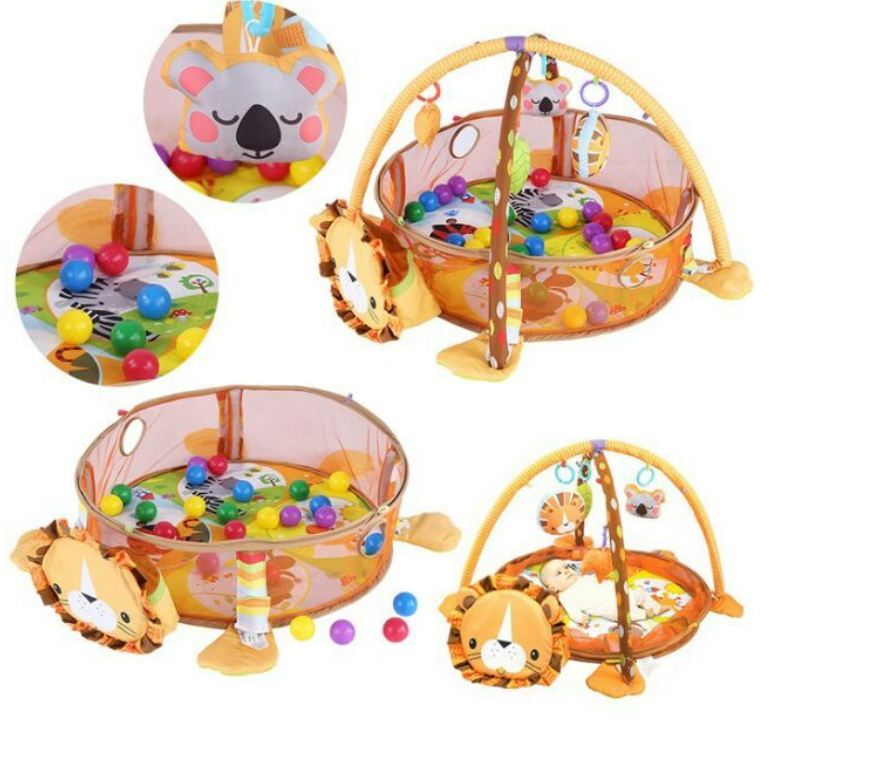Centru de activitati multifunctional interactiv pentru copii si bebelusi, At Performance, 3 in 1 tip tarc, cu Bile moi multicolore si Jucarii interactive, tip Leu, 0 luni + - Centre de activitati bebelusi - atMag.ro