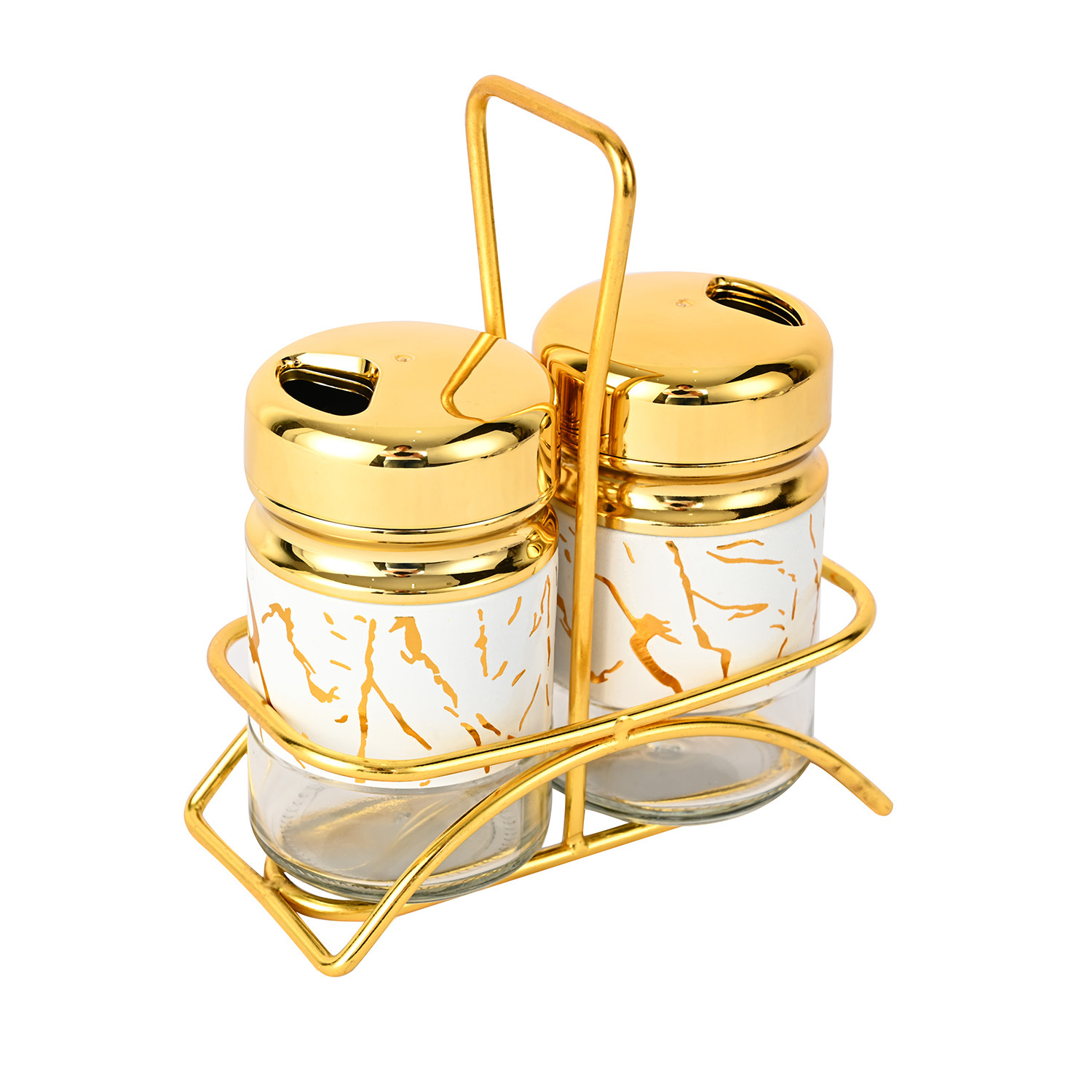 Set 2 solnite At Performance, pentru sare si piper, cu suport metalic, alb/auriu - Rasnite si dozatoare condimente - atMag.ro Set 2 solnite At Performance, pentru sare si piper, cu suport metalic, alb/auriu - Rasnite si dozatoare condimente - atMag.ro