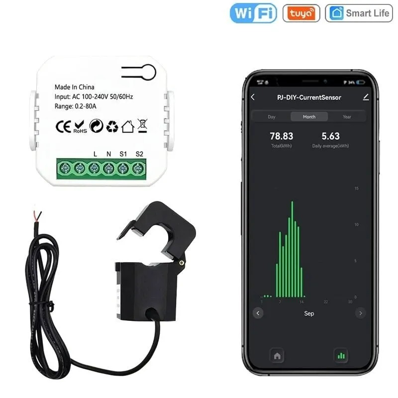 Relee - Releu Inteligent WiFi Monitorizare Curent Electric 220V Tuya/SmartLife @SmartWiz