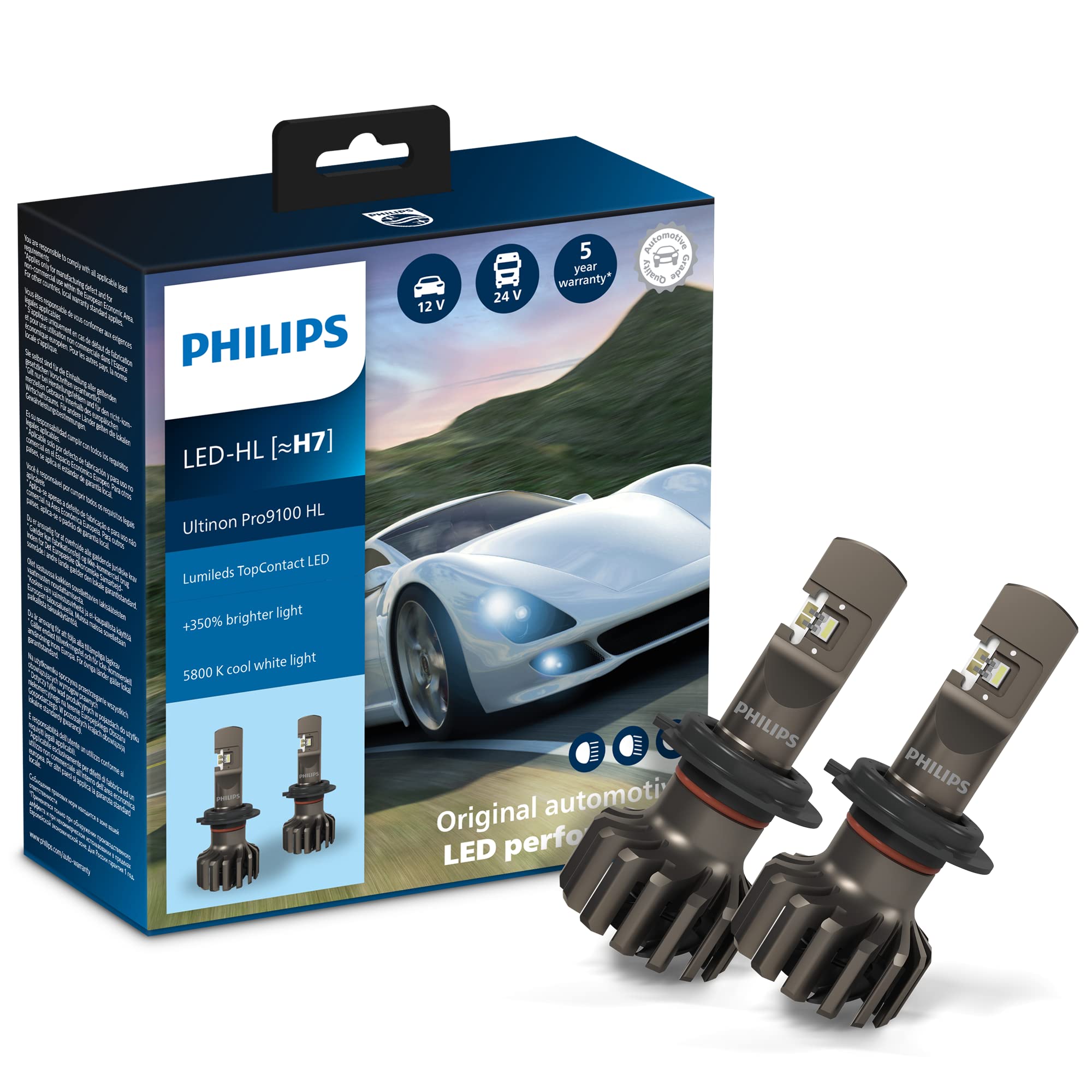 Proiectoare, Lampi & Leduri - Set 2 LED H7 Philips Ultinon Pro9100 HL +350% lumina, 5800K