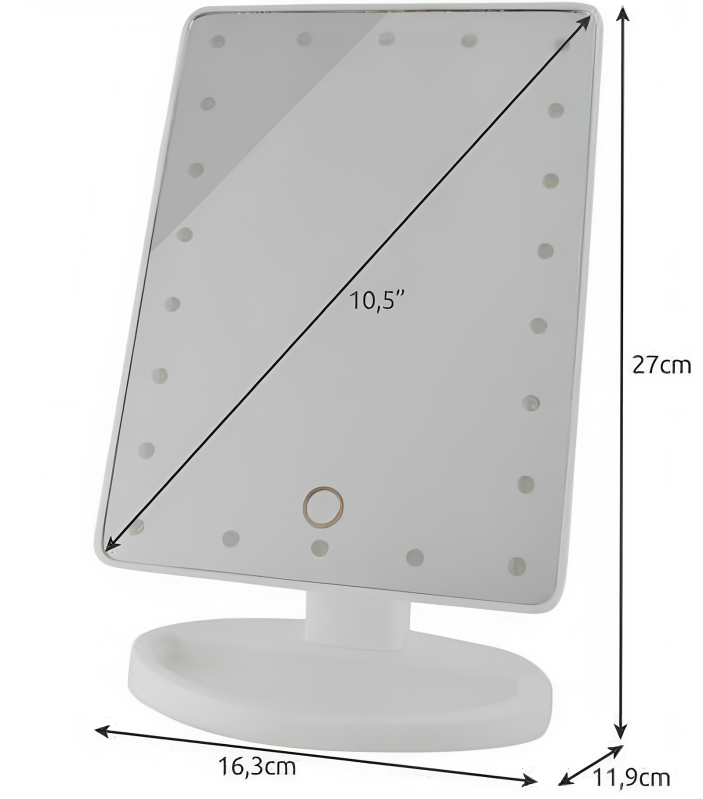 Oglinda Cosmetica AT PERFORMANCE® cu Iluminare LED, include 22 de Led-uri Puternice, Functie pentru Reglarea Intensitatii luminii, Reglarea inclinarii Oglinzii pana la 180°, Alimentare pe baterii sau la Retea, Baza Stabila. - Oglinzi cosmetice - atMag.ro