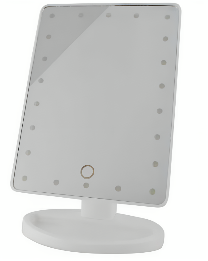 Oglinda Cosmetica AT PERFORMANCE® cu Iluminare LED, include 22 de Led-uri Puternice, Functie pentru Reglarea Intensitatii luminii, Reglarea inclinarii Oglinzii pana la 180°, Alimentare pe baterii sau la Retea, Baza Stabila. - Oglinzi cosmetice - atMag.ro