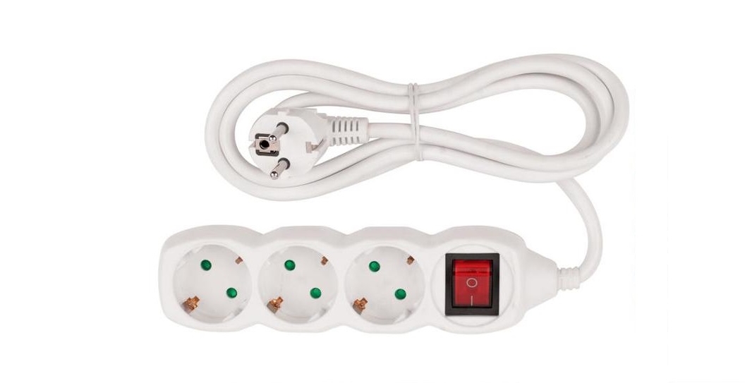 Prelungitoare - Prelungitor camera cu intrerupator si 3 prize, 5 m, max 3680 W, alb