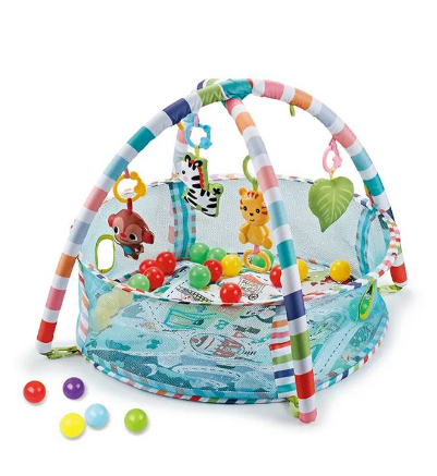 Centru de activitati multifunctional interactiv cu muzica pentru copii si bebelusi, At Performance, 3 in 1 saltea de joaca, 18 bile multicolore - Centre de activitati bebelusi - atMag.ro