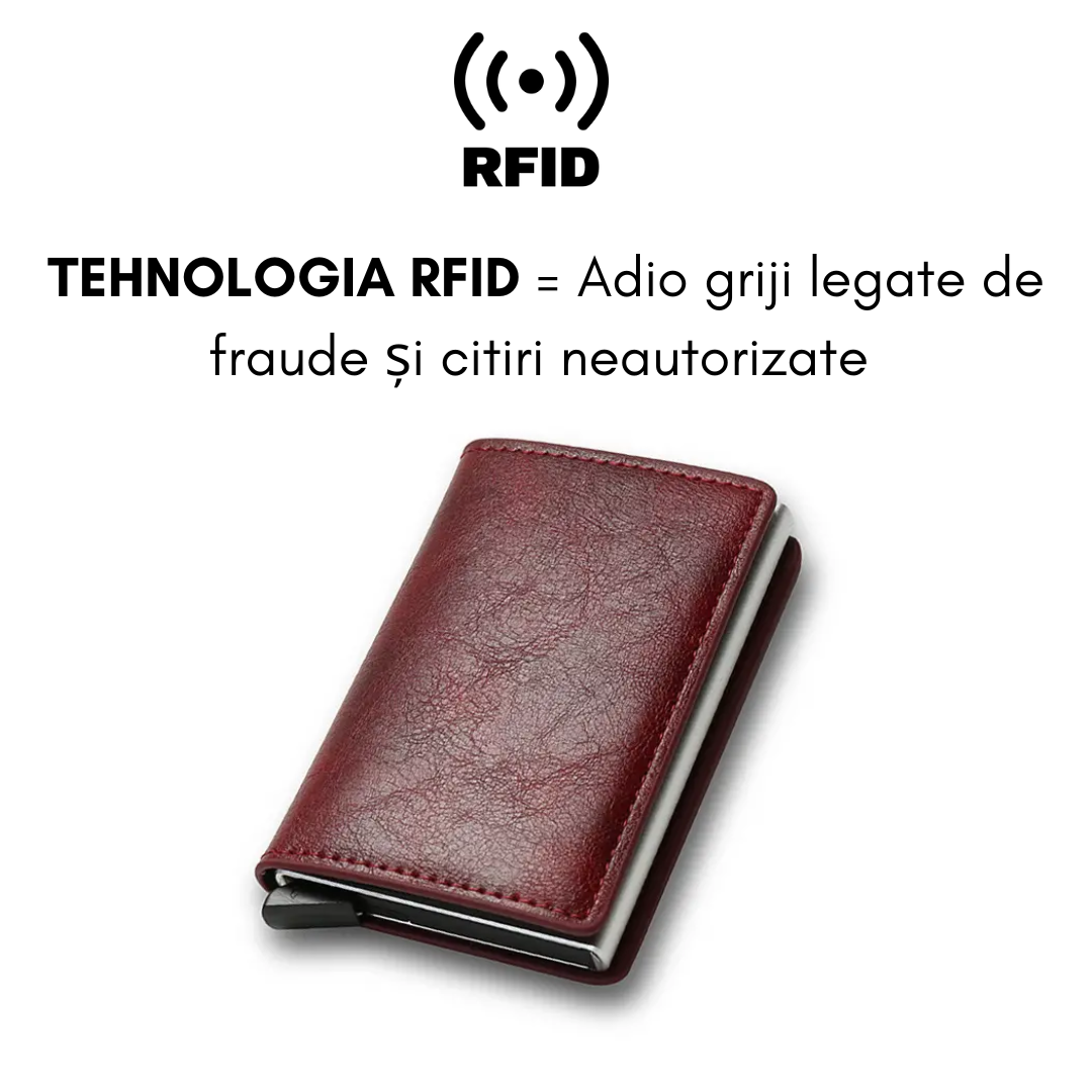 PortCard от екологична кожа, RFID технология - Червена