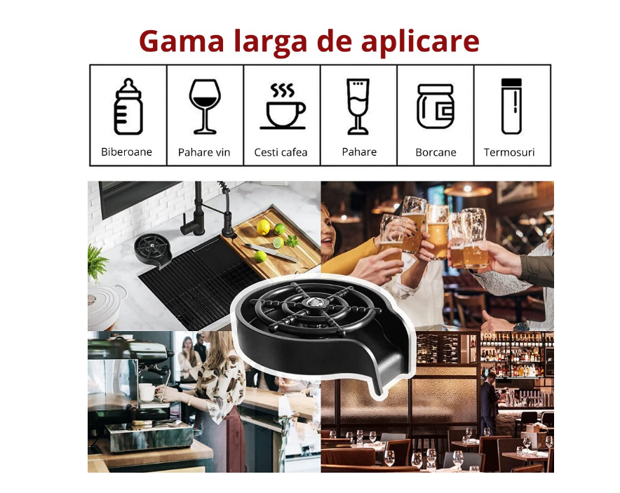 Spalator pahare cu jet de apa, At Performance, din otel inoxidabil si ABS, conceput pentru curatarea si clatirea rapida paharelor, negru - Accesorii baterii sanitare - atMag.ro Spalator pahare cu jet de apa, At Performance, din otel inoxidabil si ABS, conceput pentru curatarea si clatirea rapida paharelor, negru - Accesorii baterii sanitare - atMag.ro