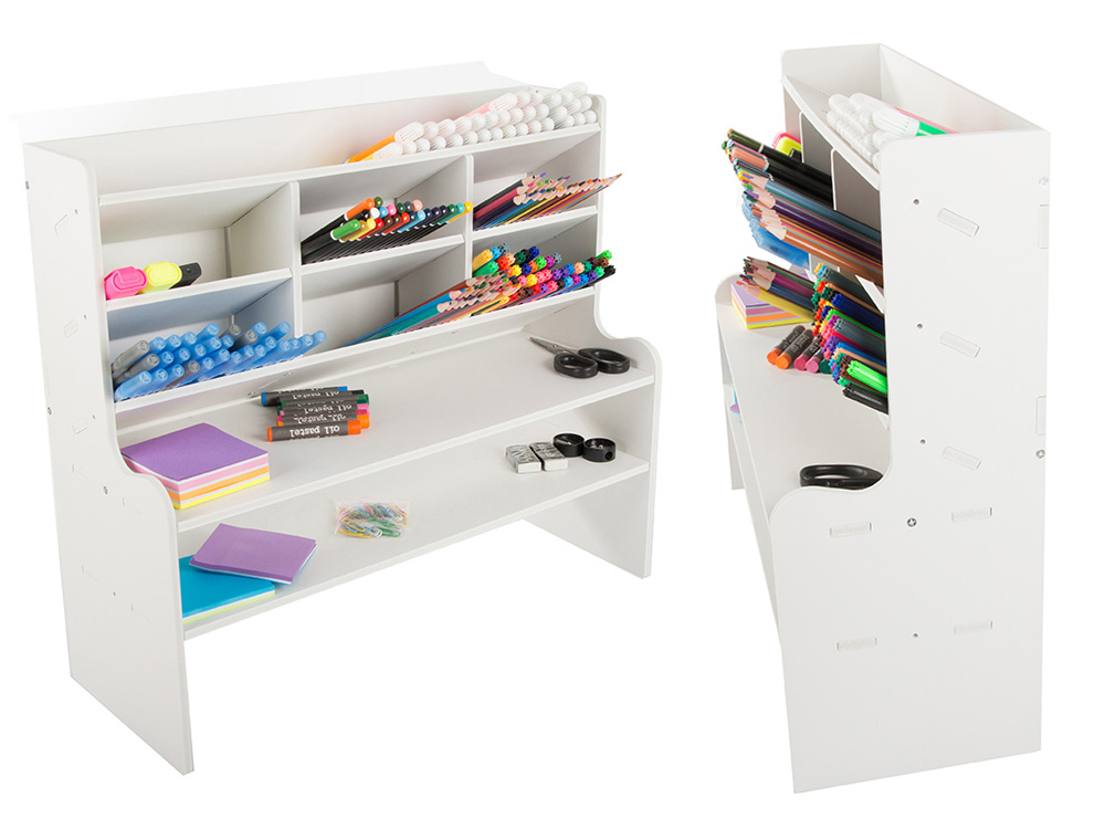Organizator tip birou, Welora®, Material plastic+spuma presata, Ideal pentru organizarea accesoriilor de birou, Dimensiuni 47.5 x 17 x 42 cm, Alb 1 Unknown Image