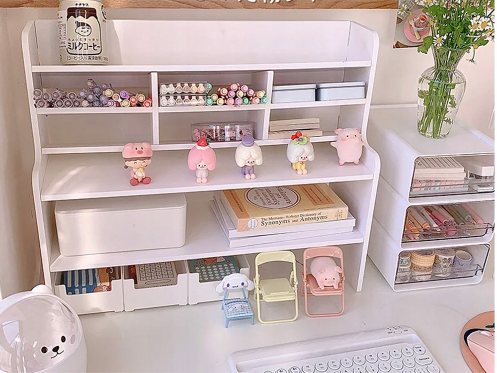 Organizator tip birou, Welora®, Material plastic+spuma presata, Ideal pentru organizarea accesoriilor de birou, Dimensiuni 47.5 x 17 x 42 cm, Alb 2 Unknown Image