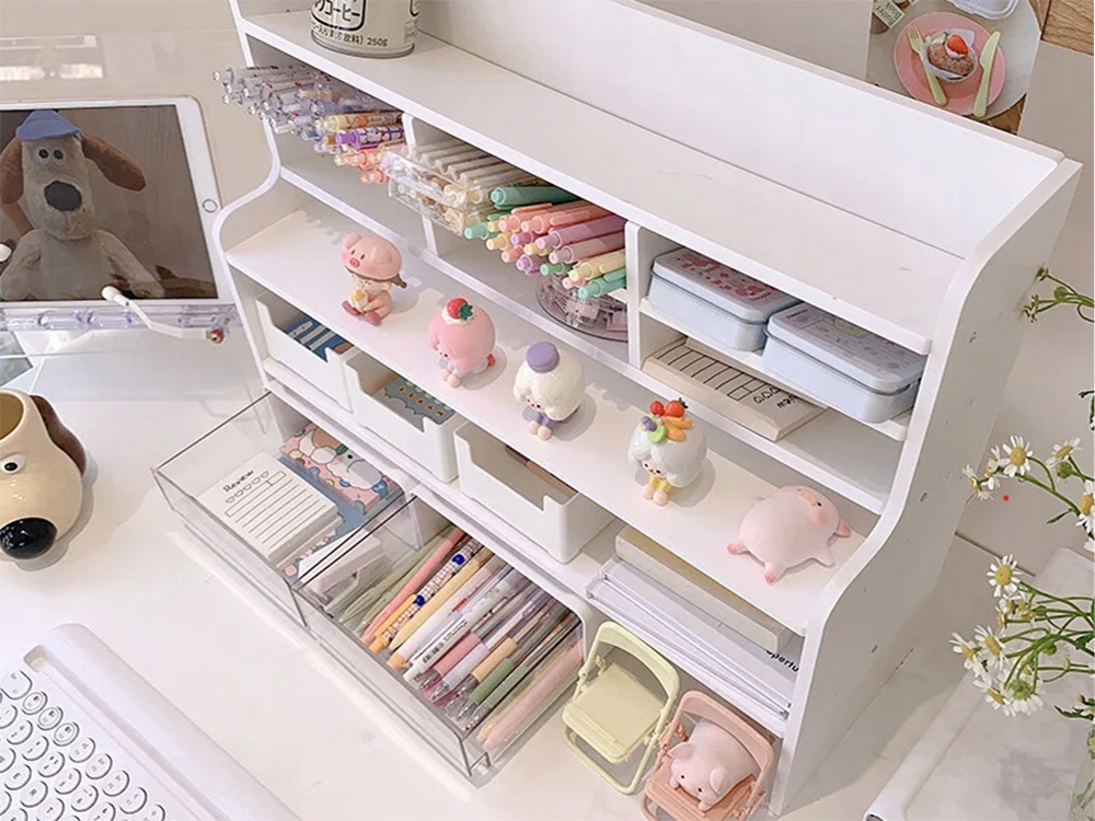 Organizator tip birou, Welora®, Material plastic+spuma presata, Ideal pentru organizarea accesoriilor de birou, Dimensiuni 47.5 x 17 x 42 cm, Alb 4 Unknown Image