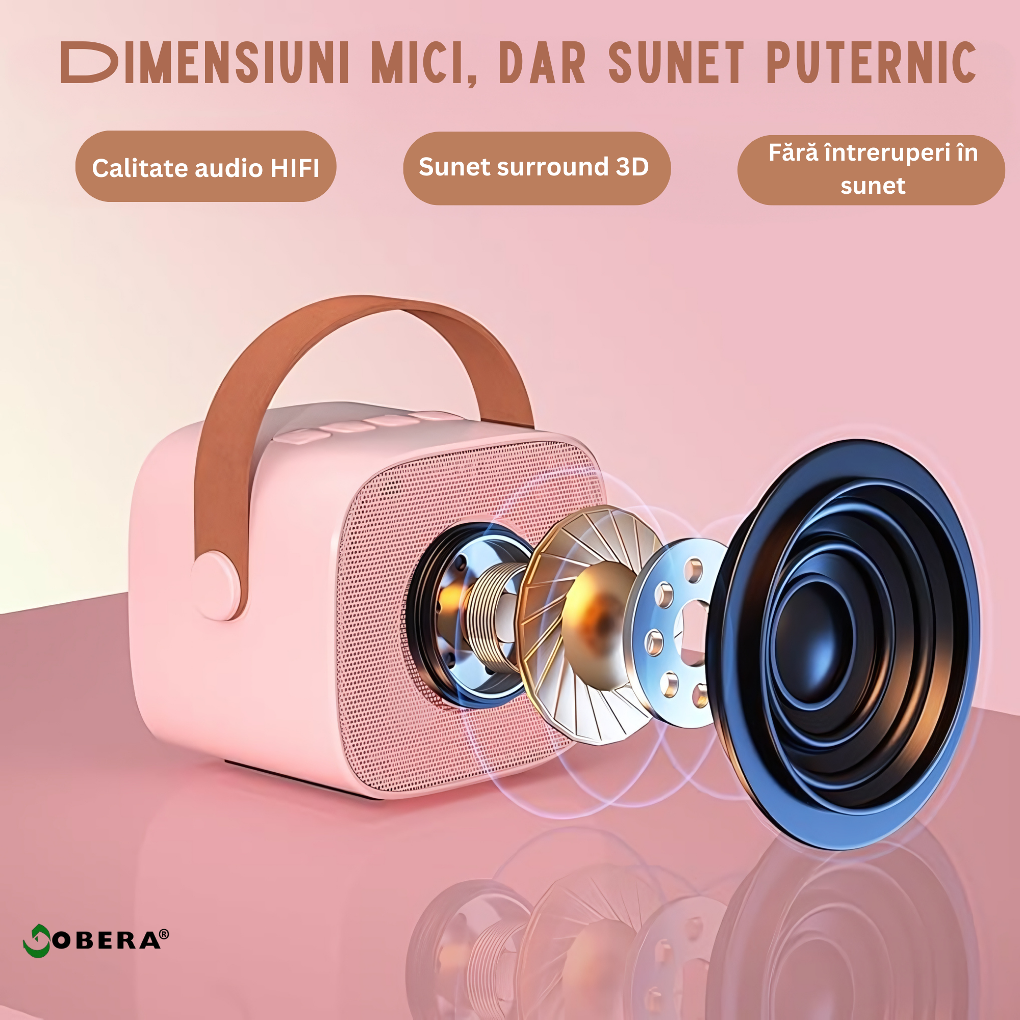 Microfon Karaoke Smart copii si adulti, goBERA®, Wireless, Difuzor portabil Bluetooth, Efecte vocale, Potrivit pentru petreceri si sarbatori,2 Mic incluse, TF card, Bluetooth, Player MP3, Aux, Culoare [6]