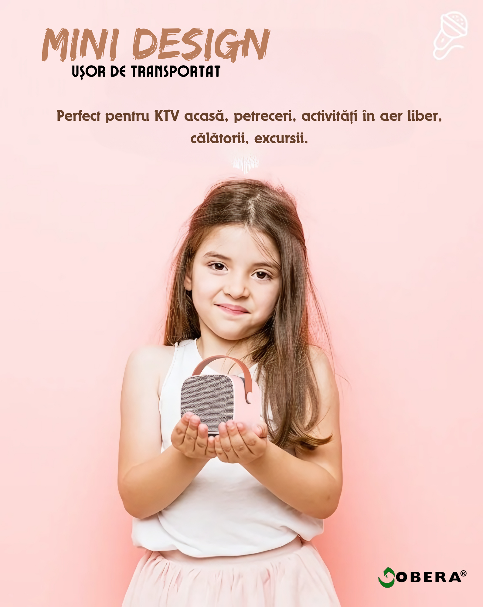 Microfon Karaoke Smart copii si adulti, goBERA®, Wireless, Difuzor portabil Bluetooth, Efecte vocale, Potrivit pentru petreceri si sarbatori,2 Mic incluse, TF card, Bluetooth, Player MP3, Aux, Culoare [2]