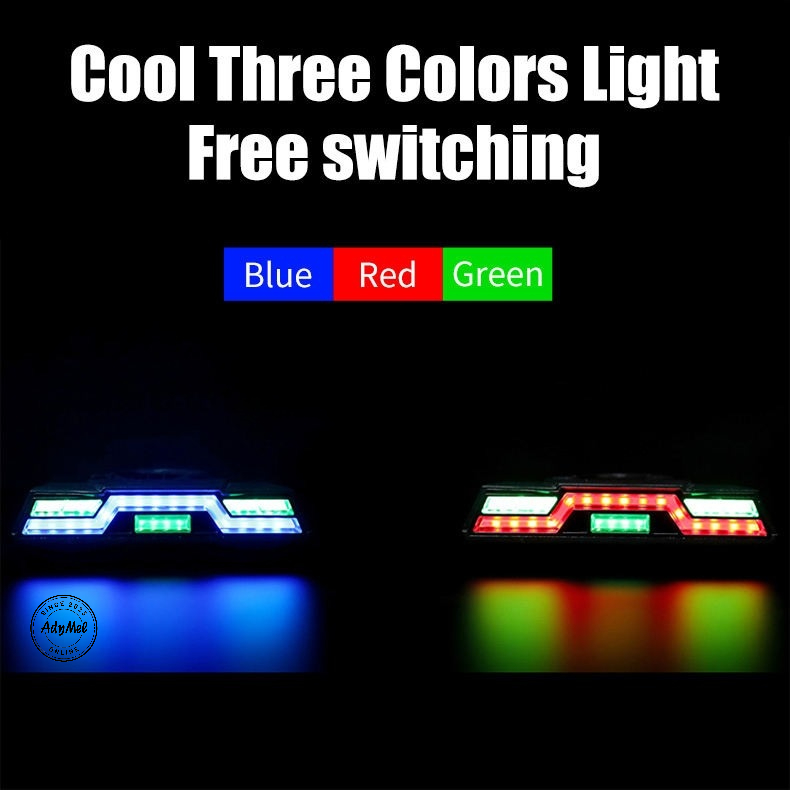 Stop bicicleta in 2 culori AdyMel®, 6 moduri de iluminare, potrivire universala inclusiv MTB, incarcare USB, autonomie baterie pana la 40 ore, plastic ABS, rezistent la apa, negru [2]