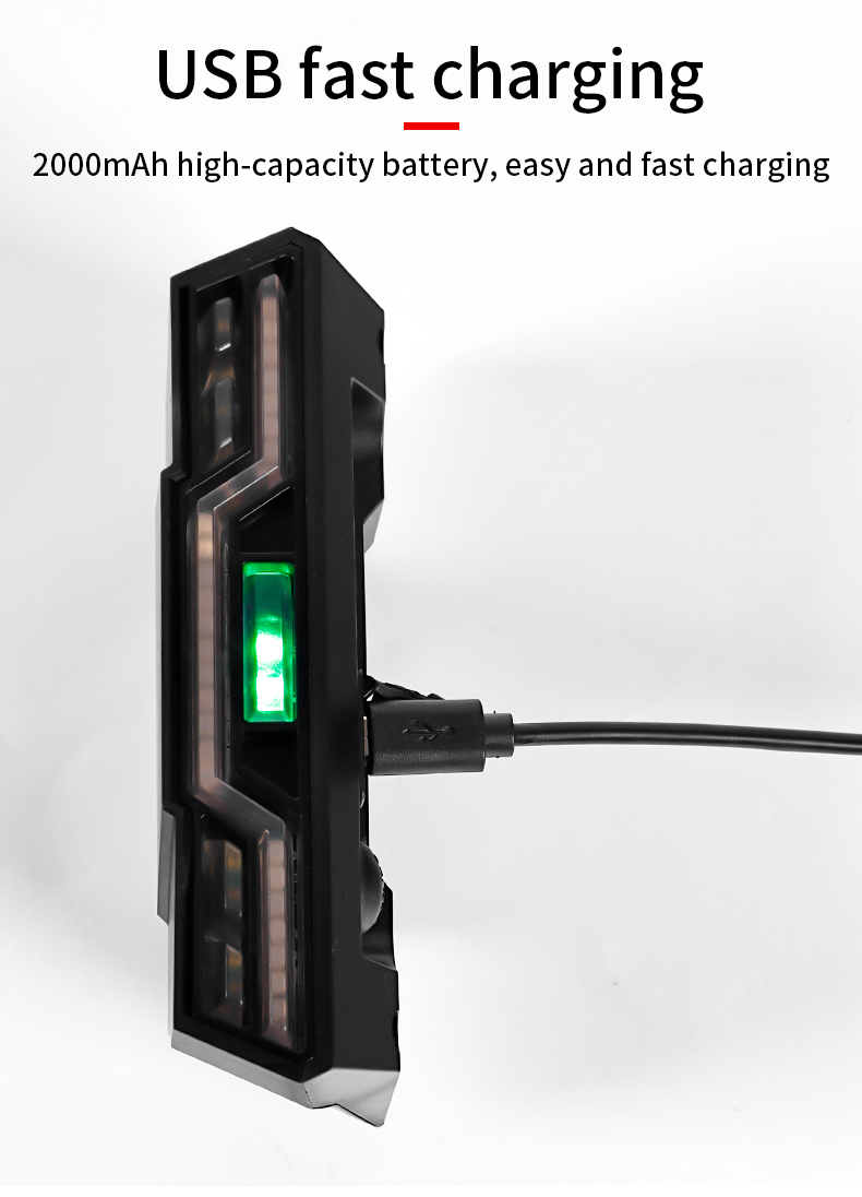 Stop bicicleta in 2 culori AdyMel®, 6 moduri de iluminare, potrivire universala inclusiv MTB, incarcare USB, autonomie baterie pana la 40 ore, plastic ABS, rezistent la apa, negru [4]