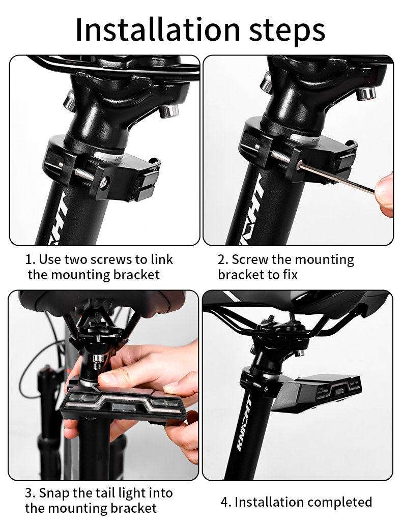 Stop bicicleta in 2 culori AdyMel®, 6 moduri de iluminare, potrivire universala inclusiv MTB, incarcare USB, autonomie baterie pana la 40 ore, plastic ABS, rezistent la apa, negru [5]