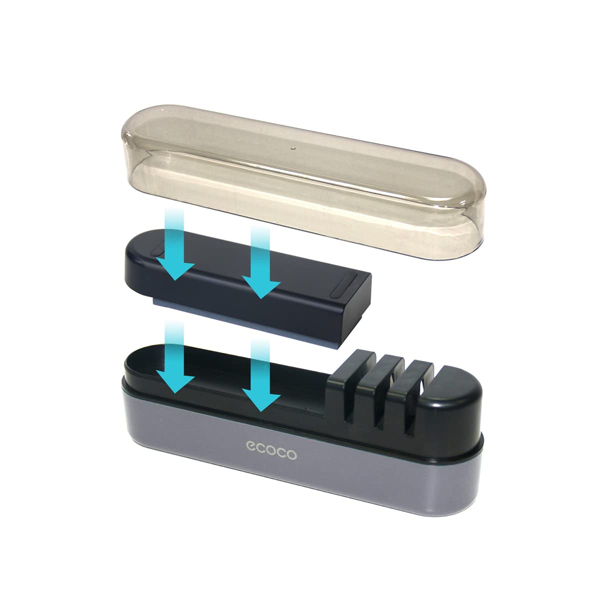 Ascutitor profesional pentru cutite AdyMel®, piatra abraziva inclusa, 4 nivele, ascutire, finisare, slefuire, indreptare, Gri [2]