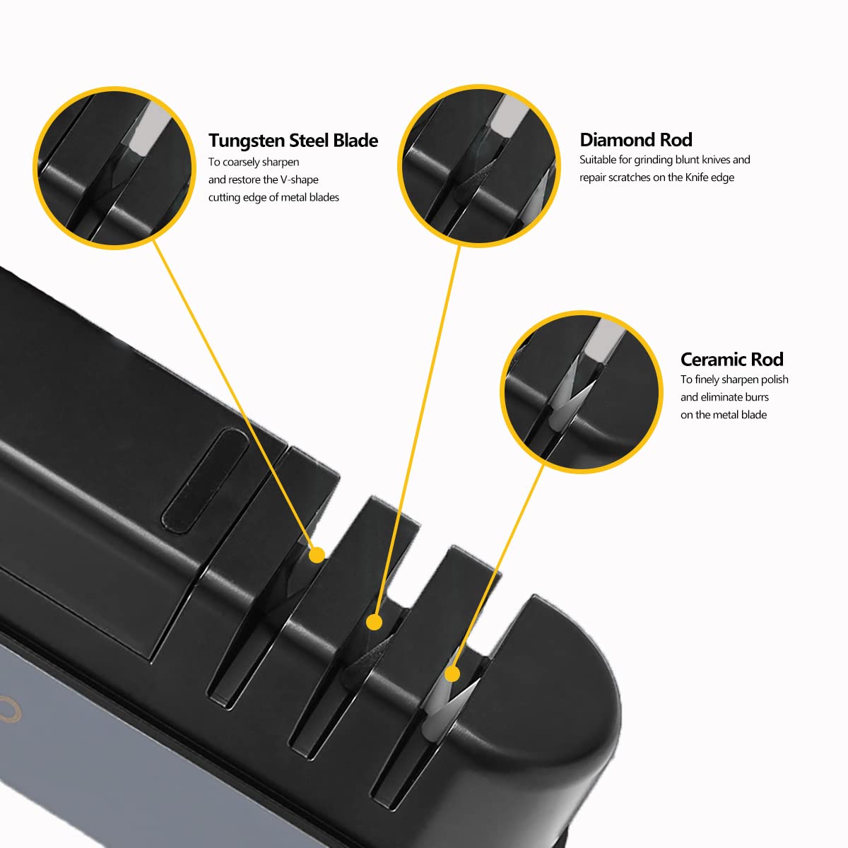 Ascutitor profesional pentru cutite AdyMel®, piatra abraziva inclusa, 4 nivele, ascutire, finisare, slefuire, indreptare, Gri [4]