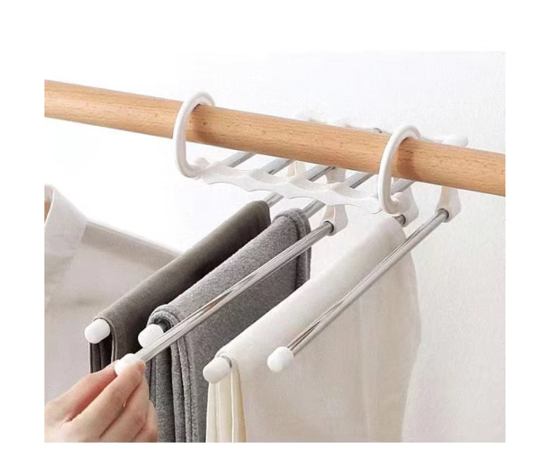Umeras multiplu, At Performance, pentru pantaloni/prosoape, tip cascada, 2 tipuri de pozitionare, 5 brate extensibile, alb - Cuiere - atMag.ro