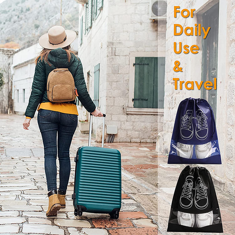 Set 10 saci de transport AdyMel®, XL 45x36 cm, calatorii, voiaj, depozitare si organizare incaltaminte, Negru [3]