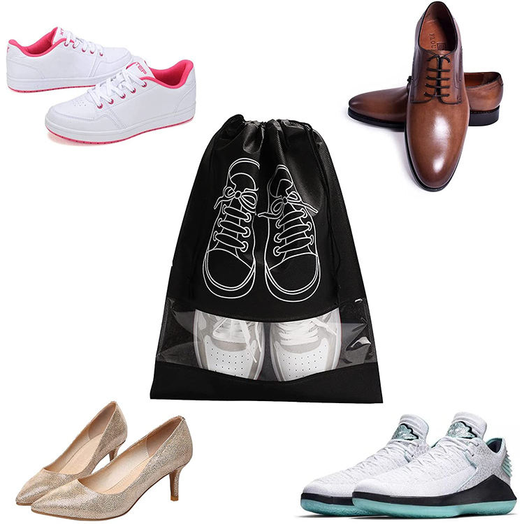 Set 10 saci de transport AdyMel®, XL 45x36 cm, calatorii, voiaj, depozitare si organizare incaltaminte, Negru [4]