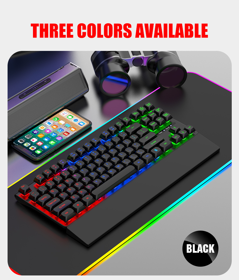 Геймърска клавиатура KINSI, RGB LED, подвижна опора за ръка, бяла - eMAG.bg