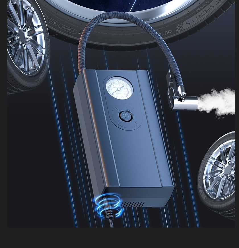 Pompa aer electrica, AT PERFORMANCE®, tip mini, compresor auto, maxim 10 BAR, 150 psi, 120W, cablu 15cm, alimentare la mufa auto, negru - Accesorii auto si intretinere - atMag.ro