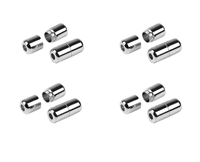 Produse EmagMarketplace - Set 8 buc Capsule metalice AdyMel®, rotunde, pentru sireturi incaltaminte, cu filet, Argintiu