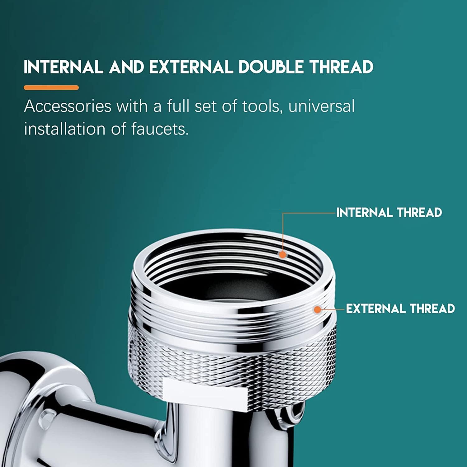 Adaptor de robinet cu brat mecanic telescopic, JENUOS®, rotatie de 1440 °, pentru prevenirea stropirii, usor de montat, 20-24 mm, Argintiu 4 46850069