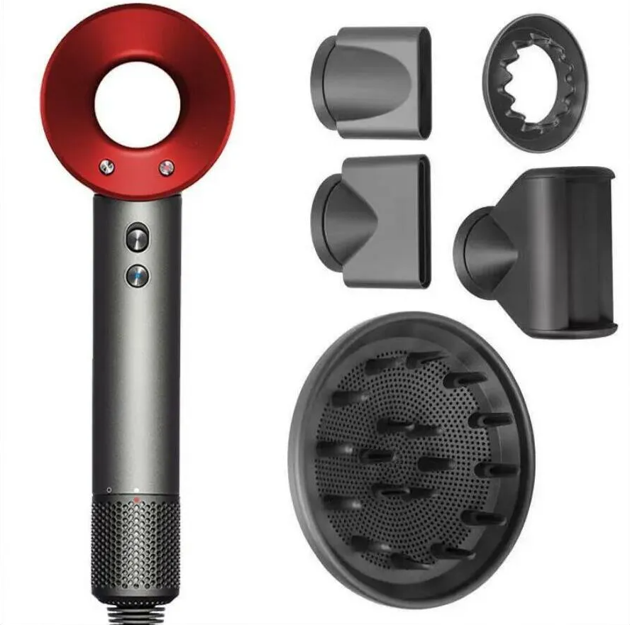 Uscator de par ultra puternic, AT PERFORMANCE®, Ioni Negativi, Aer rece/ cald, 3 Trepte de viteza, 4 Trepte de temperatura, 5 Capete diferite, Rosu - Aparate & Accesorii ingrijire personala - atMag.ro