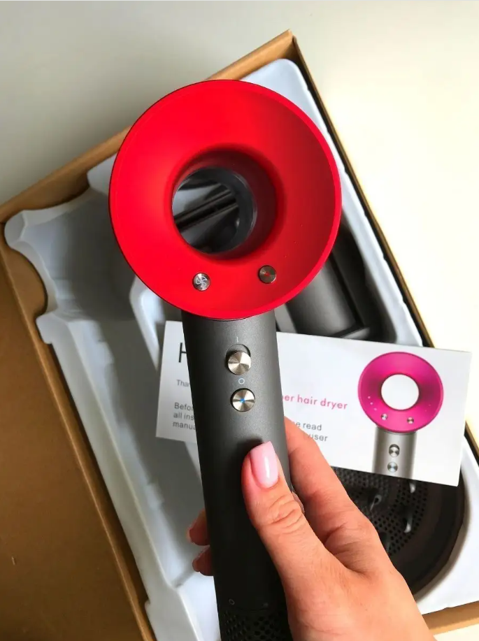 Uscator de par ultra puternic, AT PERFORMANCE®, Ioni Negativi, Aer rece/ cald, 3 Trepte de viteza, 4 Trepte de temperatura, 5 Capete diferite, Rosu - Aparate & Accesorii ingrijire personala - atMag.ro