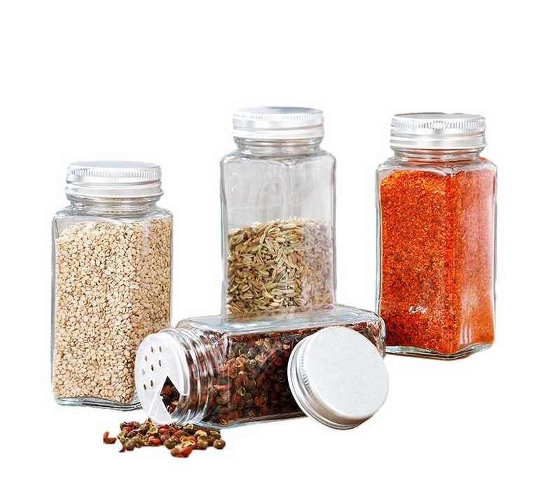 Set 12 Borcane de sticla pentru condimente, AT PERFORMANCE®, cu etichete, palnie, perie de curatare, marker - Rasnite si dozatoare condimente - atMag.ro