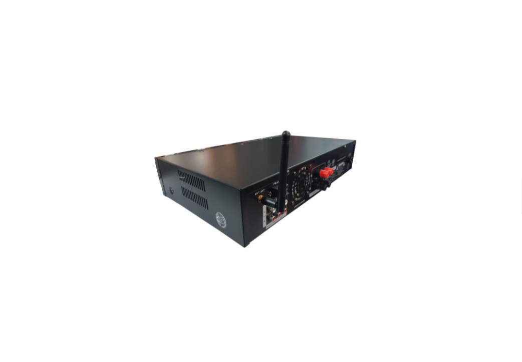 Amplificator Bluetooth cu Egazilator, AT PERFORMANCE ®, 2 x Intrari Microfon, 2 x 100W, USB/Card, Impedanta 8 ohmi, Design Compacta, Negru - Amplificatoare - atMag.ro