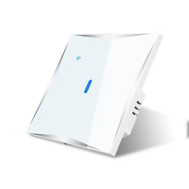 Intrerupatoare inteligente - Intrerupator inteligent cu touch Tuya, Life Smart, Wi-Fi, cu nul, 1 canale, 10A, Sticla securizata, compatibil Amazon Alexa/Google Assistant, Alb @SmartWiz