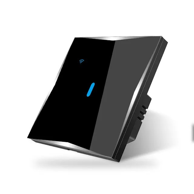 Intrerupatoare inteligente - Intrerupator inteligent cu touch Tuya, Life Smart, Wi-Fi, cu nul, 1 canale, 10A, Sticla securizata, compatibil Amazon Alexa/Google Assistant, Negru @SmartWiz